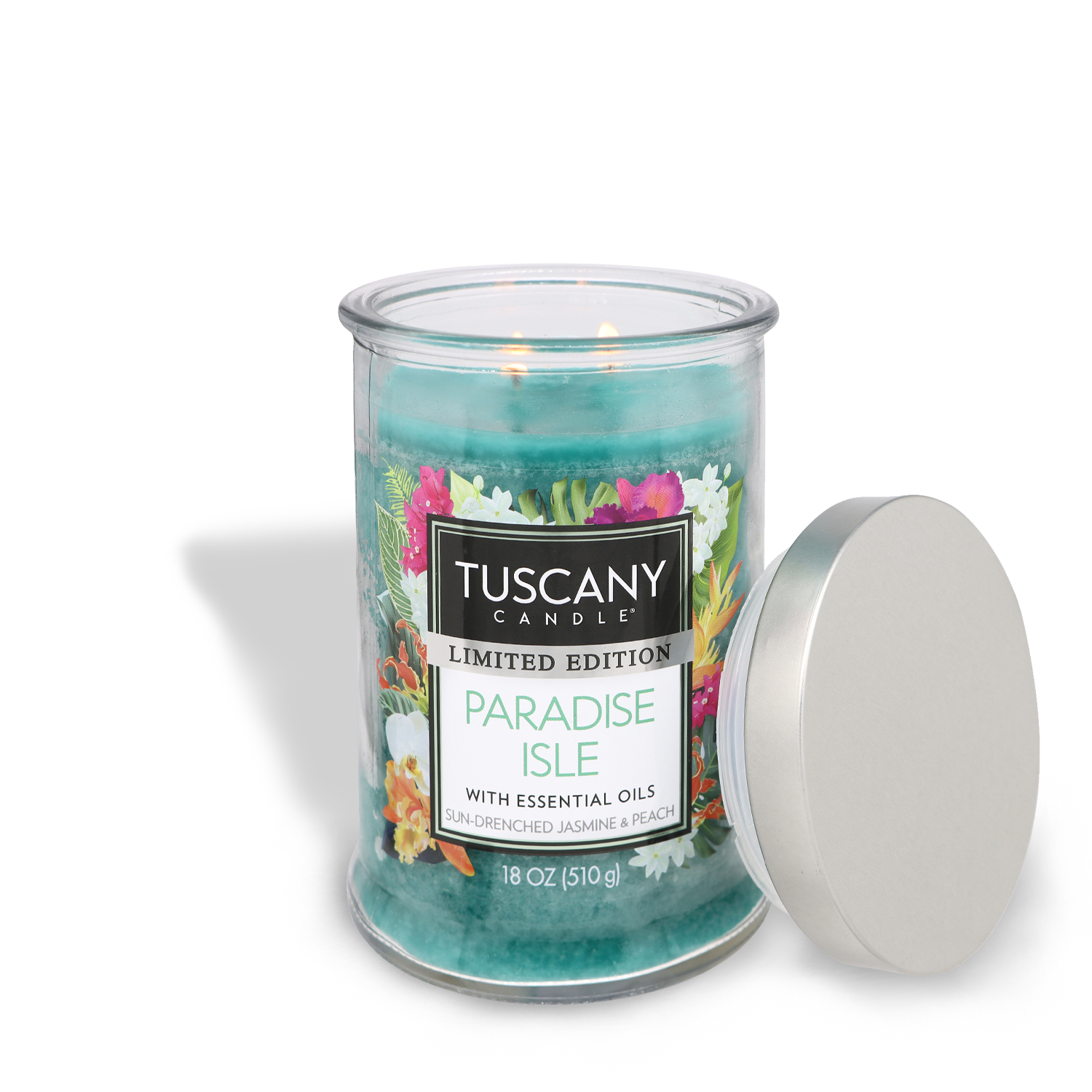 Embark on a sensory journey with our Tuscany Candle® SEASONAL Paradise Isle Long-Lasting Scented Jar Candle (18 oz), perfect for summer escapes.