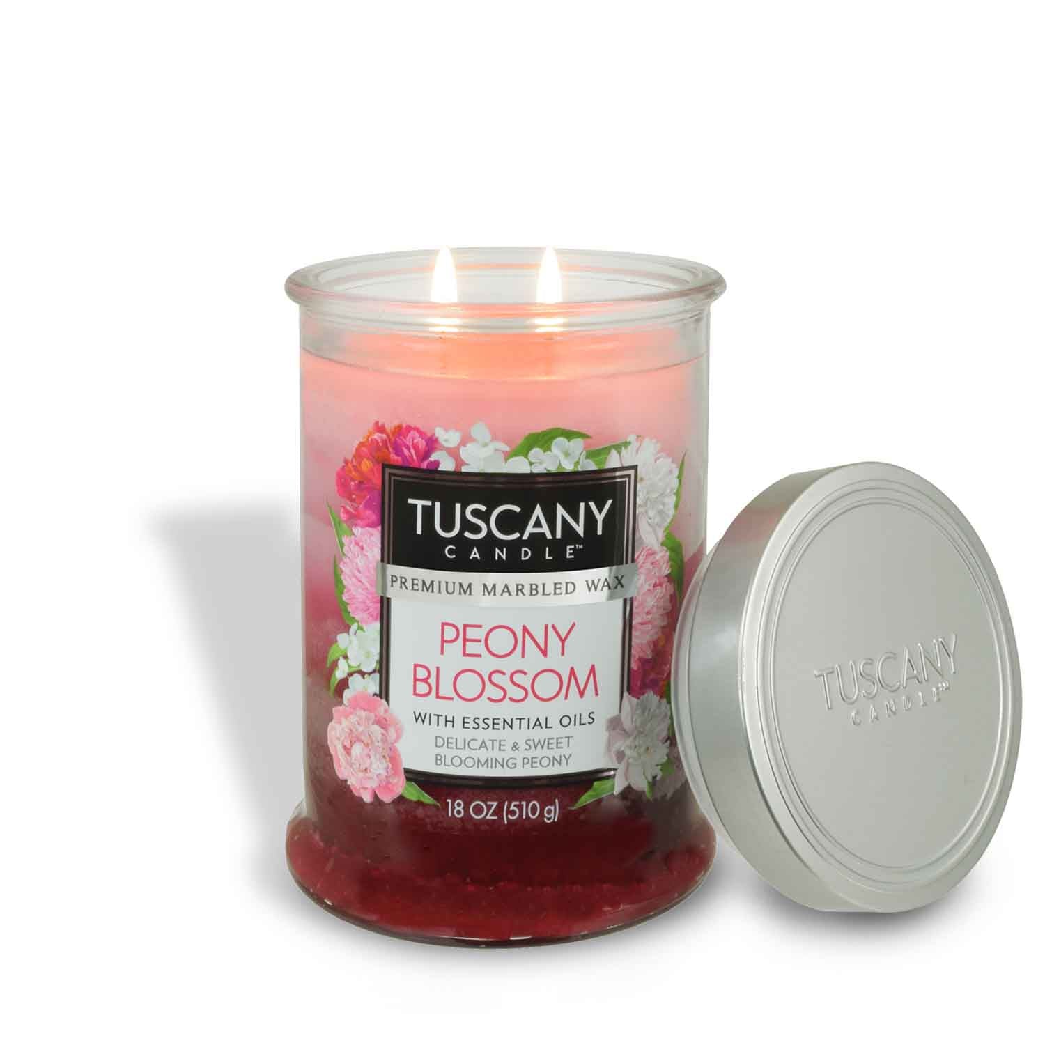 Tuscany Candle® EVD Peony Blossom Long-Lasting Scented Jar Candle (18 oz).