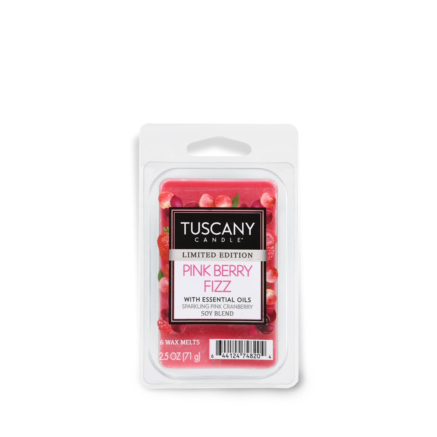 Indulge in this Tuscany Candle® SEASONAL Pink Berry Fizz scented wax melt bar, perfect for the summer season. Made with Pink Berry Fizz scent.