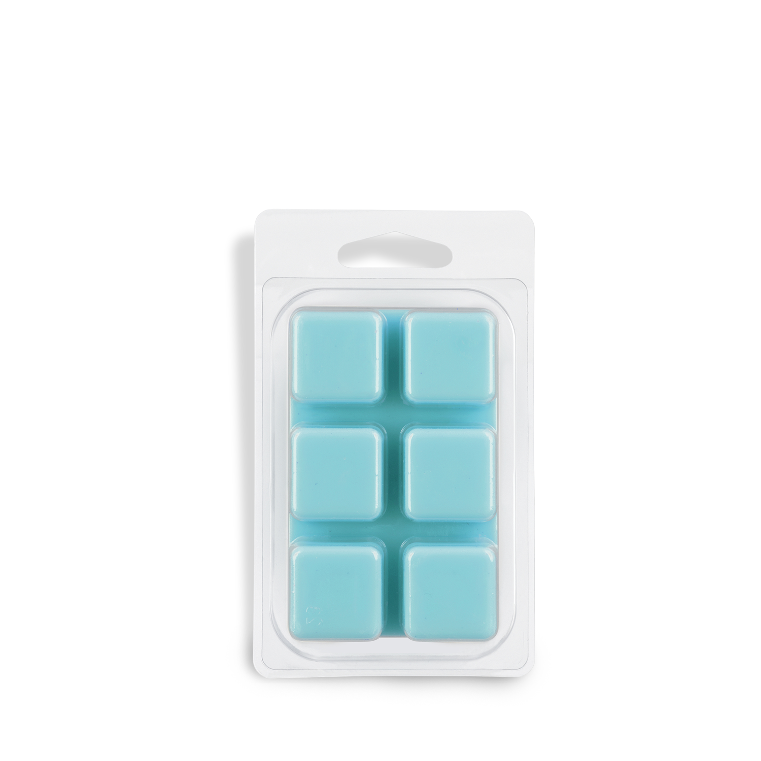 A clear plastic package contains six blue wax melts in two rows, named "Pool Day: Coconut Scented Summer Wax Melt (2.5 oz)" by Tuscany Candle® SEASONAL.