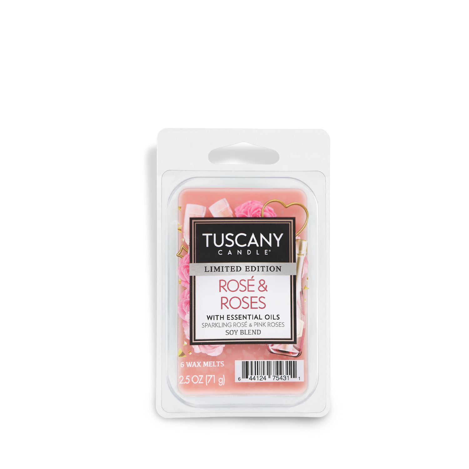 Indulge in the romantic charm of Tuscany Candle® SEASONAL's "Rosé & Roses: Floral Scented Wax Melt for Valentine’s Day." This limited edition 2.5 oz creation, enriched with essential oils, perfectly sets the mood for Valentine's Day, enveloping your space in a fragrant embrace.