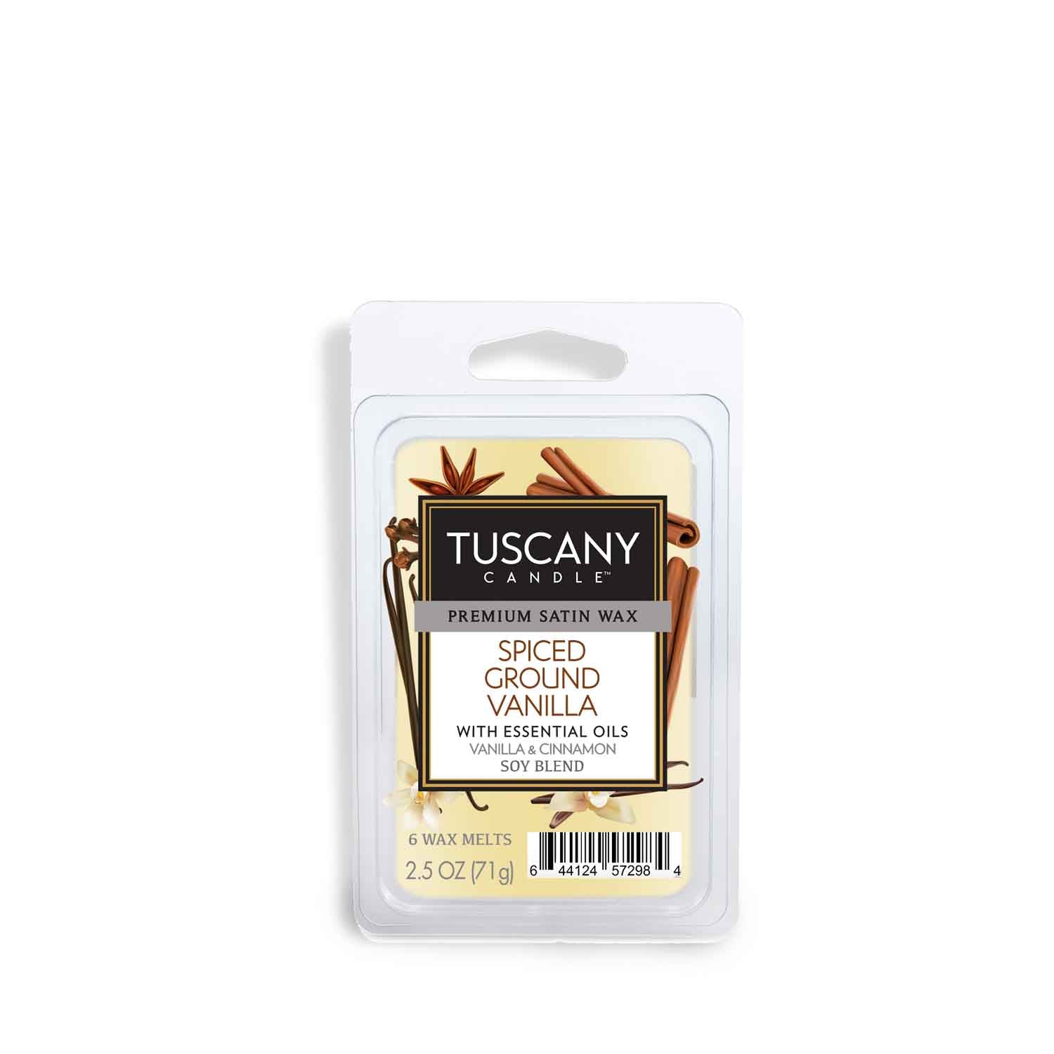 A luxurious Tuscany Candle® Spiced Ground Vanilla Scented Wax Melt (2.5 oz) that infuses any space with an exquisite fragrance.