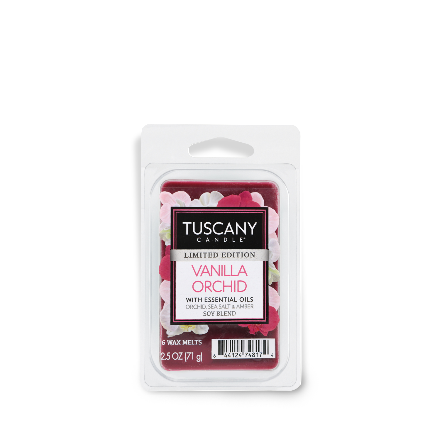 Indulge in the luxurious scent of vanilla orchid with this Tuscany Candle® SEASONAL Vanilla Orchid Scented Wax Melt (2.5 oz) bar from the Summer Collection.