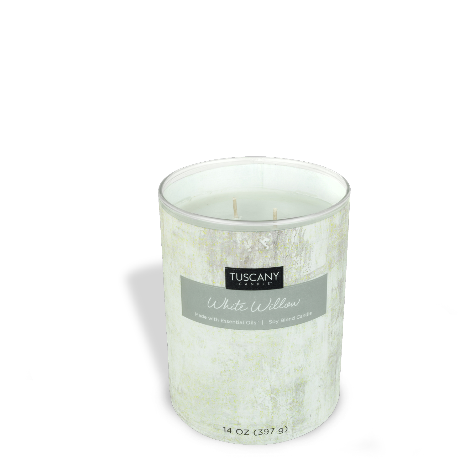 A White Willow Scented Jar Candle (14 oz) from Tuscany Candle, on a clean white background, adding a touch of elegance to your home décor.