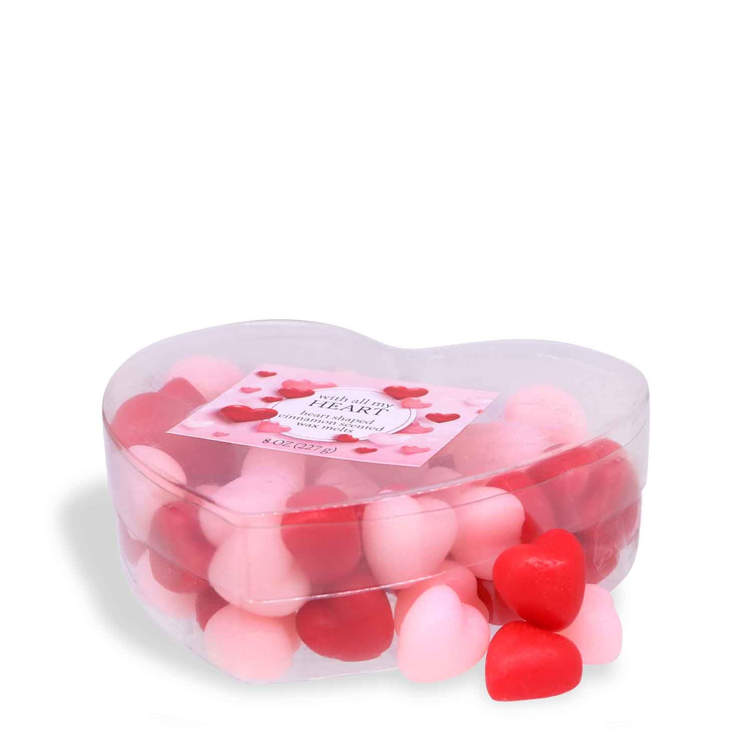 Tuscany Candle® SEASONAL's With All My Heart Scented Heart Shaped Wax Melts (8 oz) in a clear container scented with fragrance.