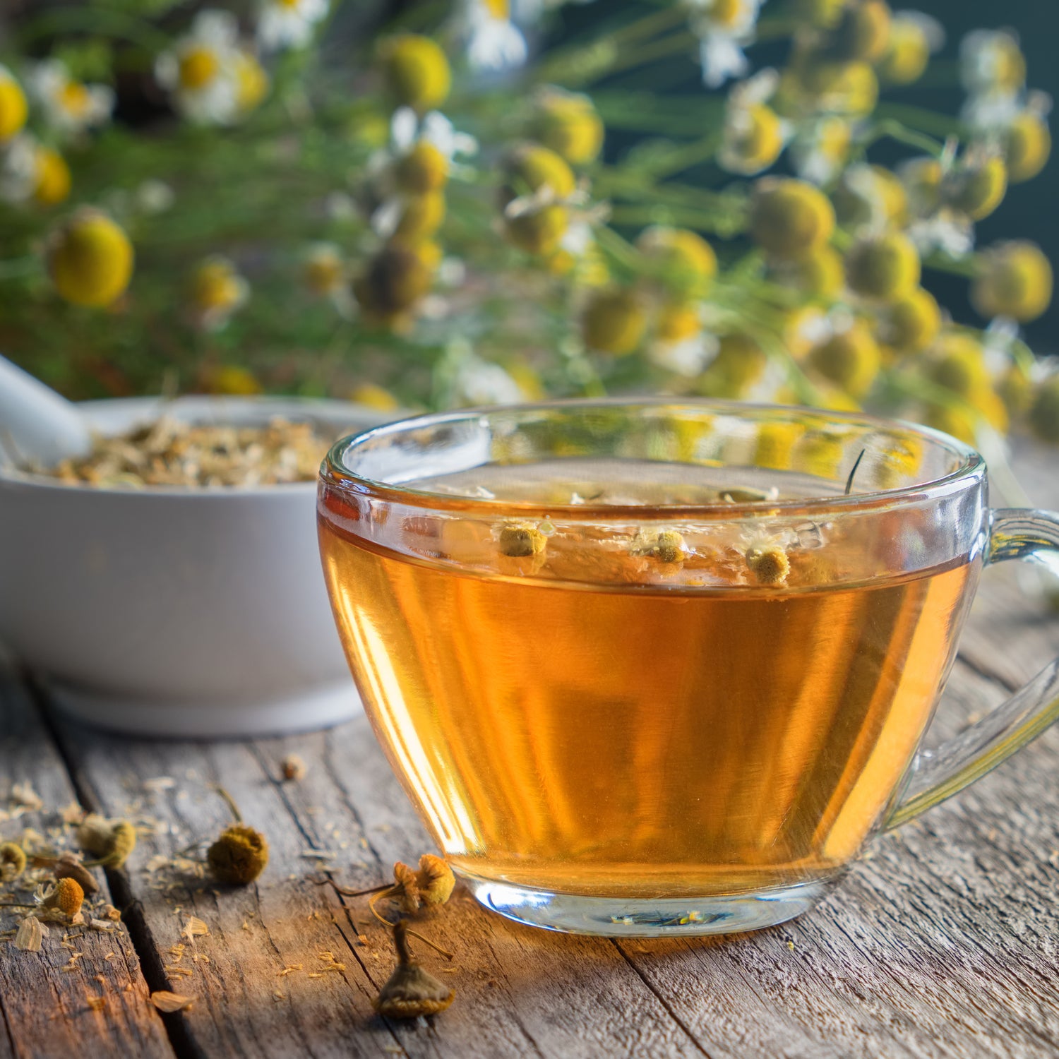 Chamomile tea, an inspiration for Chamomile Cotton, an odor eliminating scented candle from Tuscany Candle's Serene Clean® collection of scented candles and wax melt bars