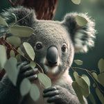 Load image into Gallery viewer, A photo of a koala with eucalyptus leaves. These leaves are one of the core fragrances in the fresh-smelling &quot;eucalyptus Mint&quot; candle from Tuscany Candle

