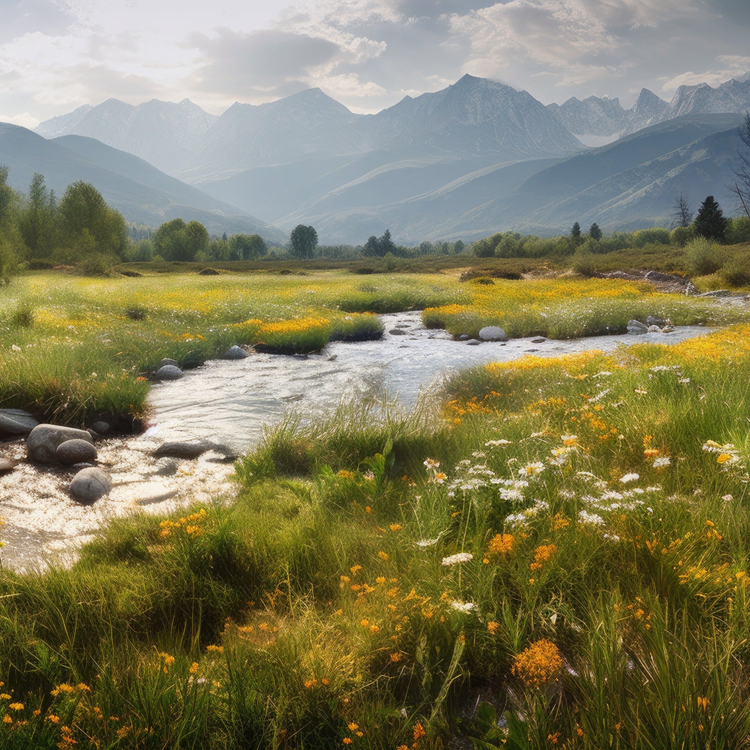 A Springwater Reflection Scented Jar Candle (15 oz) from Tuscany Candle, adorned with a tranquil stream.